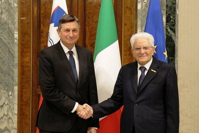 President Pahor at a farewell meeting with Italian President Mattarella